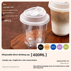 10pcs Transparent Coffee Cups With Lids U-shaped Disposable Cups For Hot Drink Milk Tea Takeaway Beverage Cups〔CC11〕