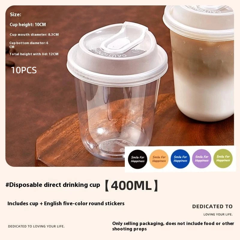 10pcs Transparent Coffee Cups With Lids U-shaped Disposable Cups For Hot Drink Milk Tea Takeaway Beverage Cups〔CC11〕