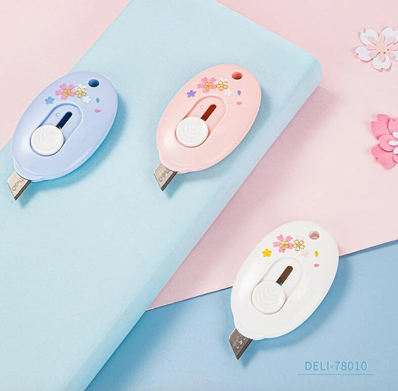 3 pcs Sakura Alloy Mini Portalble Utility Knife DIY Cutter Letter Envelope Opener Mail Knife Pocket School Office Supplies