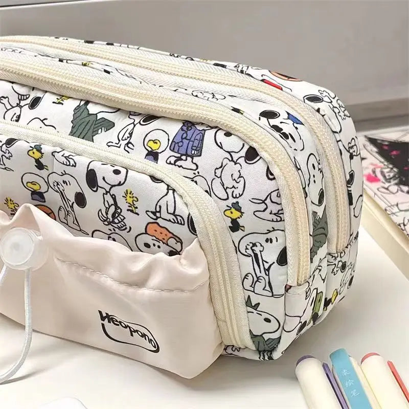 Snoopy Pencil Case Cartoon Large Capacity Pen Bag Stationery Bag Student Supplies Stationery Storage Bag Kawaii New Term Gifts