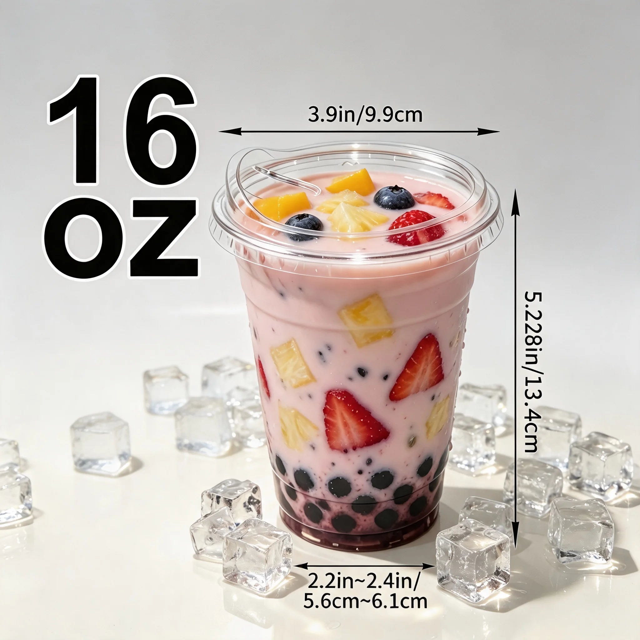 100 Sets Clear PET Reusable Cold Drink Cups With Straight Sip Lids, 12/16/20/24 Oz Freezer Safe Washable Plastic Cups Only For Cold Beverages, Ideal For Iced Coffee, Smoothies, Holiday Parties, Picnics, Family Gatherings And