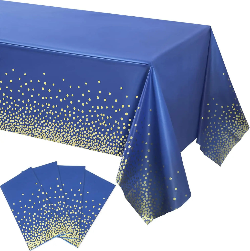 Navy Blue Gold Party Decorations Blue and Gold Disposable Tableware Set Paper Plates Cups Napkin Tablecloth Wedding Anniversary