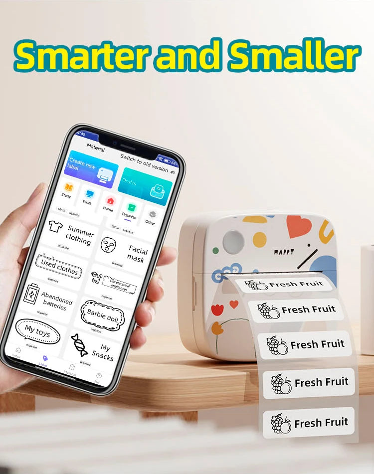 DOLEWA D2 Doodle Portable Printer Thermal Paper Printer Label Sticker Paper Print Wireless Label Maker Printer for DIY Photo Pri