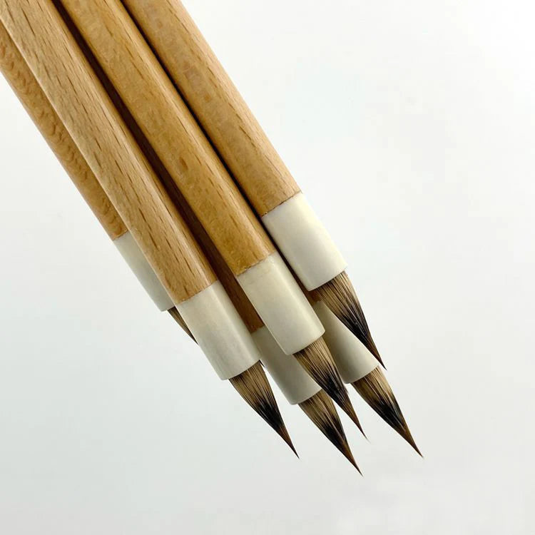 5 Pcs High Quality Wood Calligraphic Brush Weasel Rabbit Mix Hair Writing Brush Sharp Soft Wolf Xiaokai Regular Script China Pen
