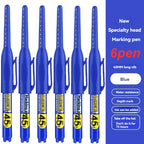 1-12 PCS 45mm Tip Waterproof Long Head Marker Pen Quick-Dry Ink for Woodworking Construction, Deep Hole White Black Red Blue