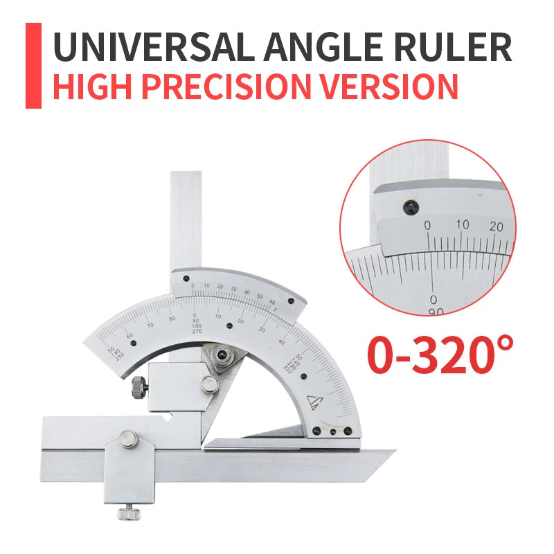 320/360° Universal Angle Ruler Carbon Steel Protractor Angle Measuring Instrument Magnifying Glass Woodworking Measuring Tools