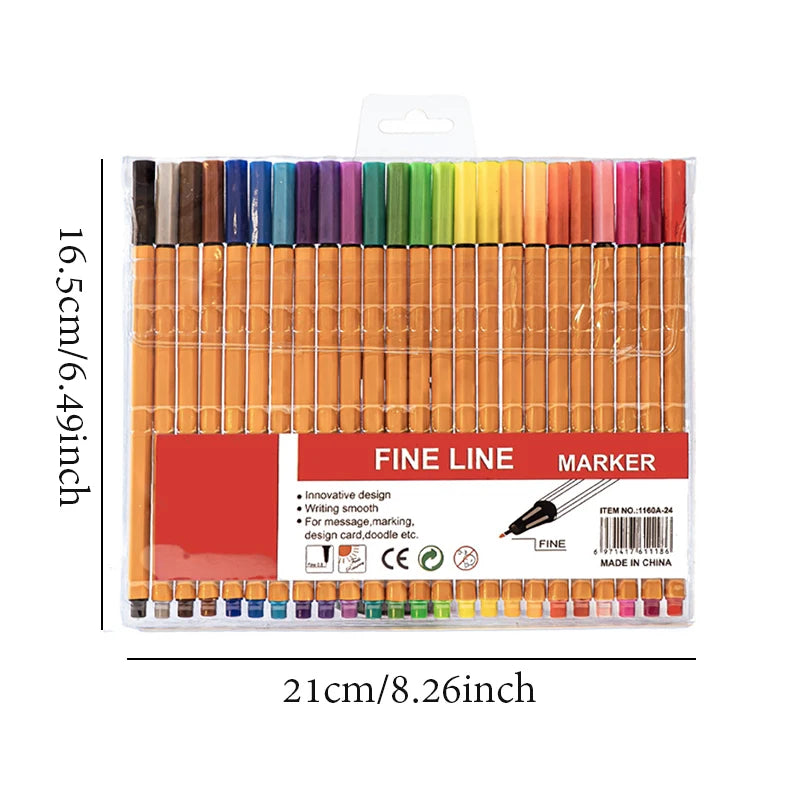 10 color/18 color/24 Color Fine Line Pen Set Waterproof Marking Pen Essential For Students Draw Note Sketch Office Supplies Gift