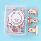 8pcs in Box Pink Metal Paper Clip Small Foldback Metal Binder Clips Purple Grip Clamps Document Office School Stationery Clip