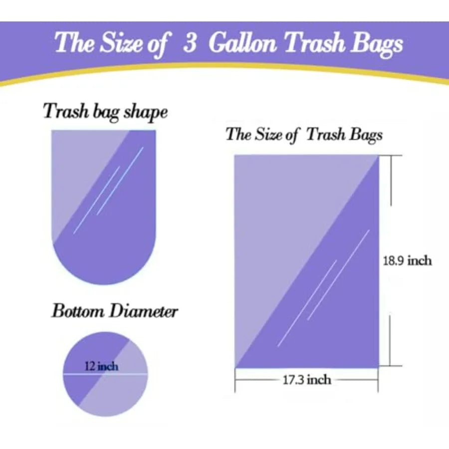 3 Gallon 120pcs Fit 3-3.2 Gal Small Clear Trash BagsPlastic Strong Clear Garbage Bags, Bathroom Trash Can Bin Liners, Waste Bas