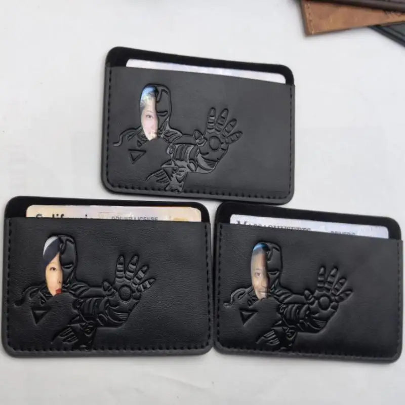 Leather Bat Wallet Personalized Superhero Mask Card Holder Bat ID Heroic Wallet Gift