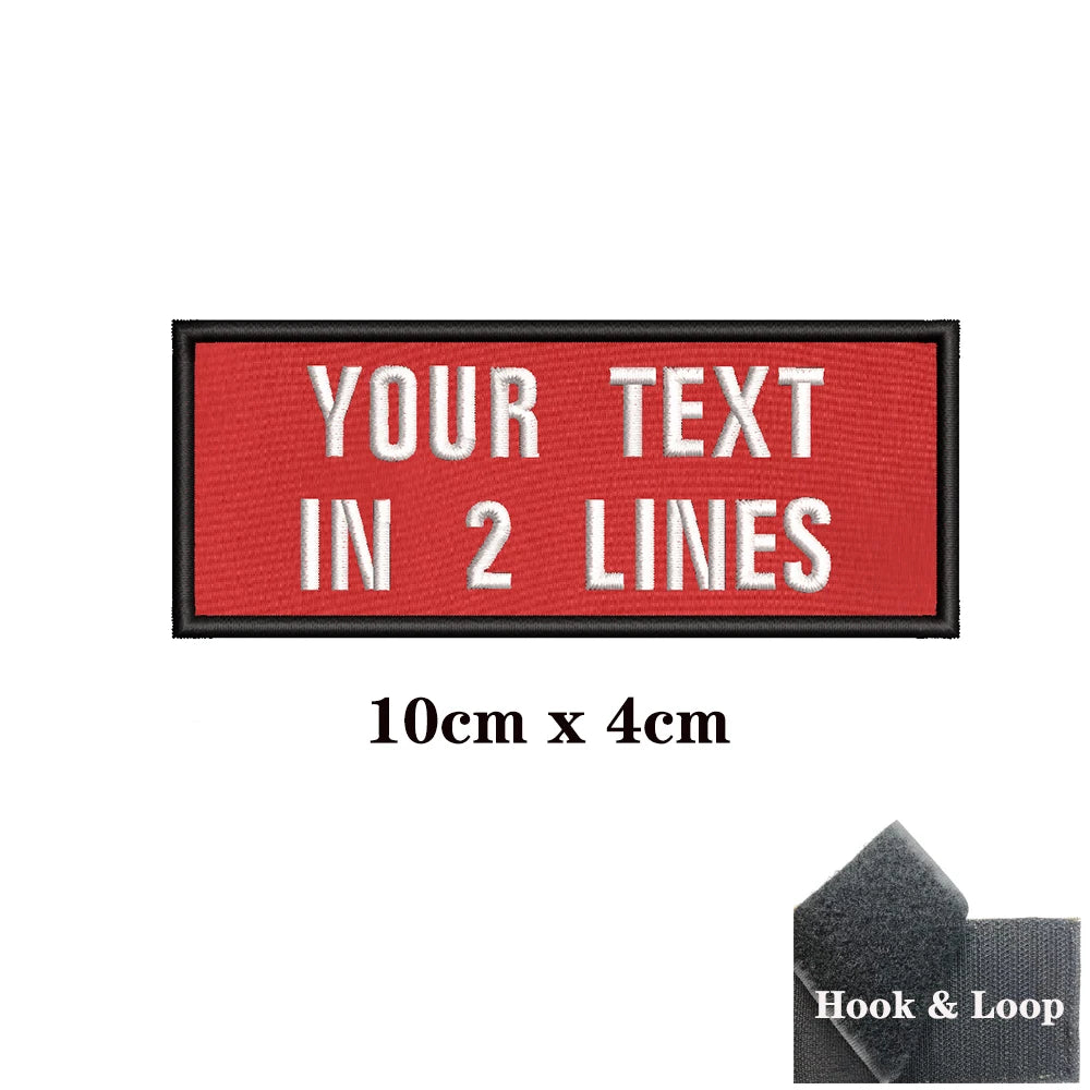 1PC Custom Personalized Name number Patch Stripes Badge tags chevrons Armband Iron On Or Hook Loop embroidered red
