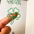 10/30/50 Green four-leaf clover-shaped paper clips - Lucky little clips, durable color document organization clips