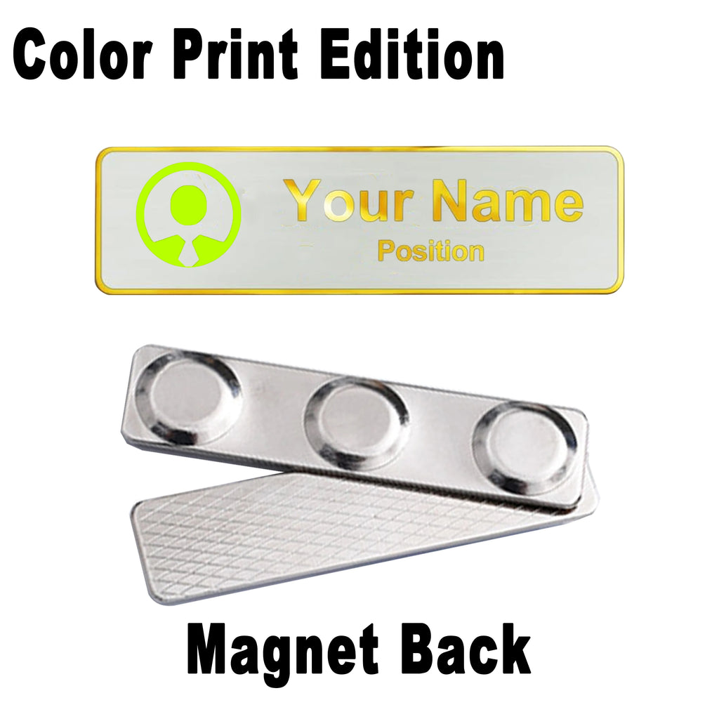 Custom Name Badge Engraved Personalized Name Plate Stainless Steel Custom Name Tag with Magnetic Pin Back Pin Clip
