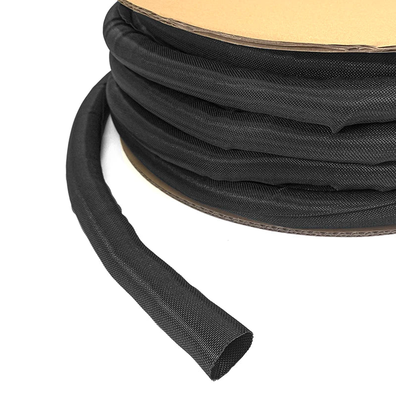 Cable Sleeve Self Closing PET Braided Expandable Auto Line Management Overlaps Flexible Loom Split Pipe Tube Wire Wrap Protect