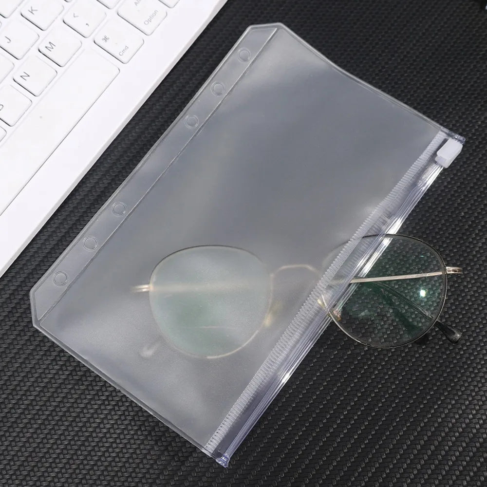 2-24Pcs Clear A6 6-Hole Binder Pockets Waterproof PVC Organizer Cash Budget Envelopes Zipper Binder Pouches for Notebook Planner