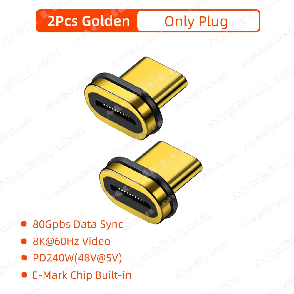 Mini USB4 80Gbps 240W Thunderbolt5/4 Magnetic Adapter USB C To Type C Fast Charge Magnet Converter Cable 8K@60Hz Type C Adapter