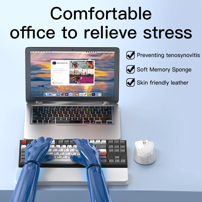 QS22 Two-in-One Multi-Functional Cleaning Set Keyboard Handle Leather Sponge Office Wrist Guard