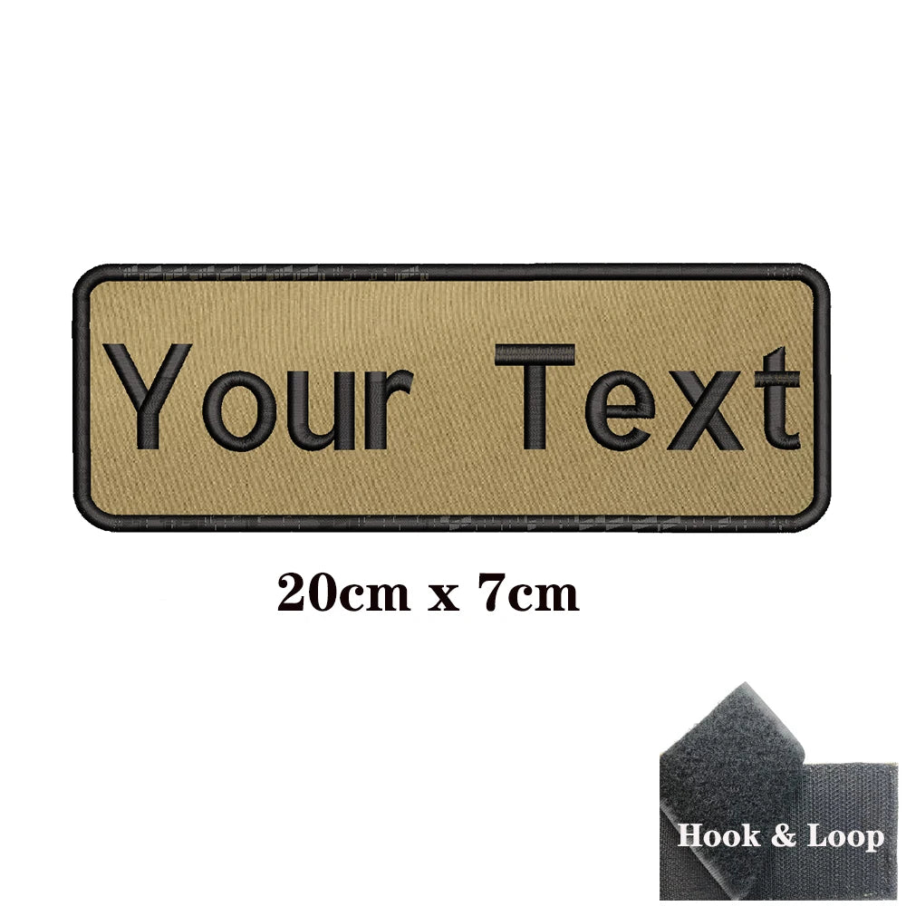 1PC Custom Personalized Name number Patch Stripes Badge tags chevrons Armband Iron On Or Hook Loop embroidered Military Khaki