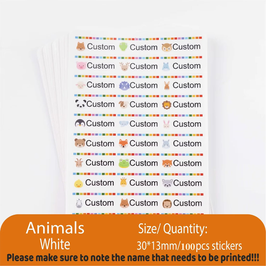Custom Kawaii Name Tag Sticker Waterproof Stickers Decals Personalized Label for Children School Stationery Bottle