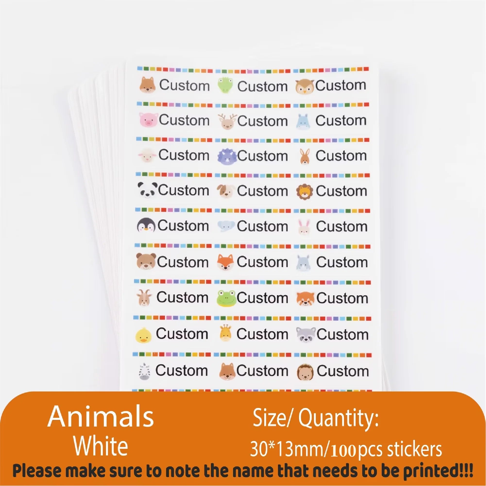 Custom Kawaii Name Tag Sticker Waterproof Stickers Decals Personalized Label for Children School Stationery Bottle