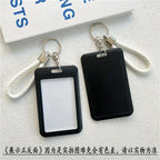 1Pc Solid Color Student Bus ID Card Protective Cover Keyring School Access Door Card Credit Card Holder Bag Set Key Chain