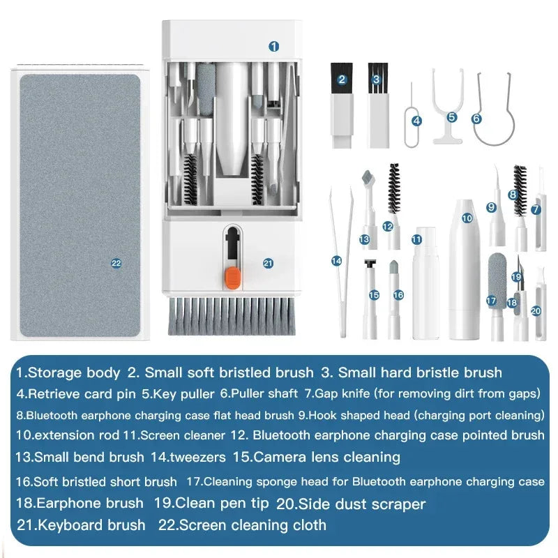 Multi-Function Cleaning Kit  for iPhone AirPods iPad Digital  Camera  PC Keyboard Phone Screen Headphones Cleaning Tools