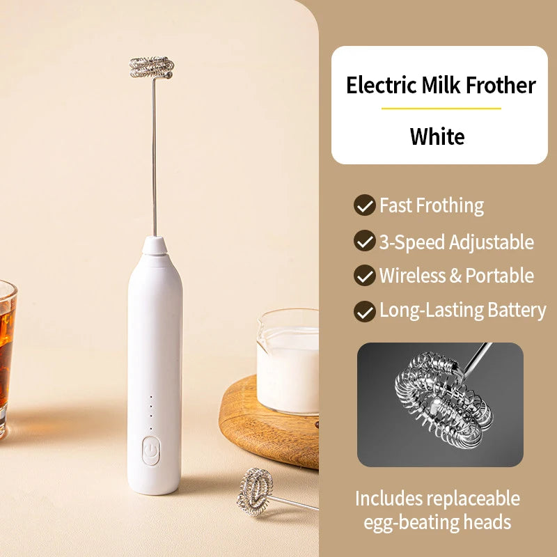 OANKR Rechargeable Milk Frother Handheld Coffee Electric Whisk Drink Foam Mixer Mini Hand Stirrer with 3 Speeds Adjustable Tool