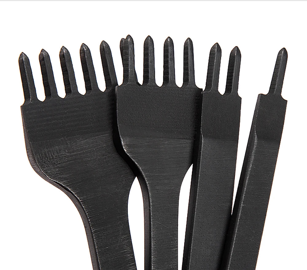WUTA 1Set 4pcs Basic Leather Chisel Tool Diamond Pricking Iron Hole Punch Stitching Leather Craft tools 3/4/5/6mm 1-2-4-6 teeth