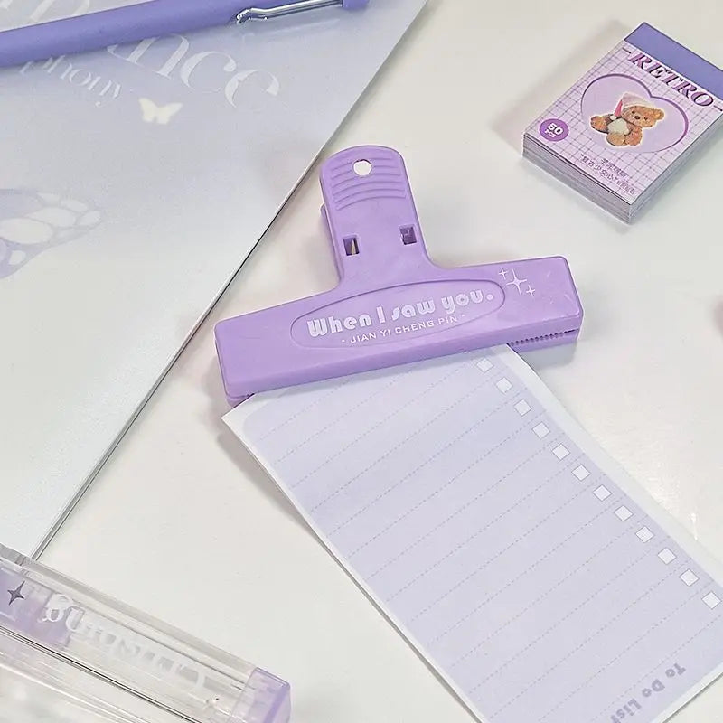 1pcs When I Saw You White Paper Clip Large Binder Clips Diary Page Marker Office School Binding Tools Bag Accessories A7871