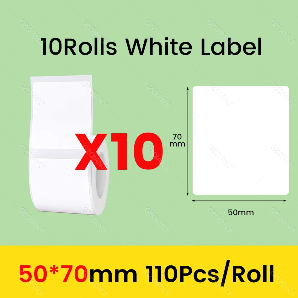 3/5/10 Rolls NiiMbot B21 B1 Label Printer Paper Roll Waterproof Anti-Oil Tear-Resistant Price Tag Pure White Sticker Papers