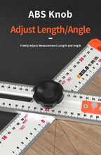 Woodworking T-Square Ruler 2 in 1 Drill Guide Hole Positioning Measuring Tool