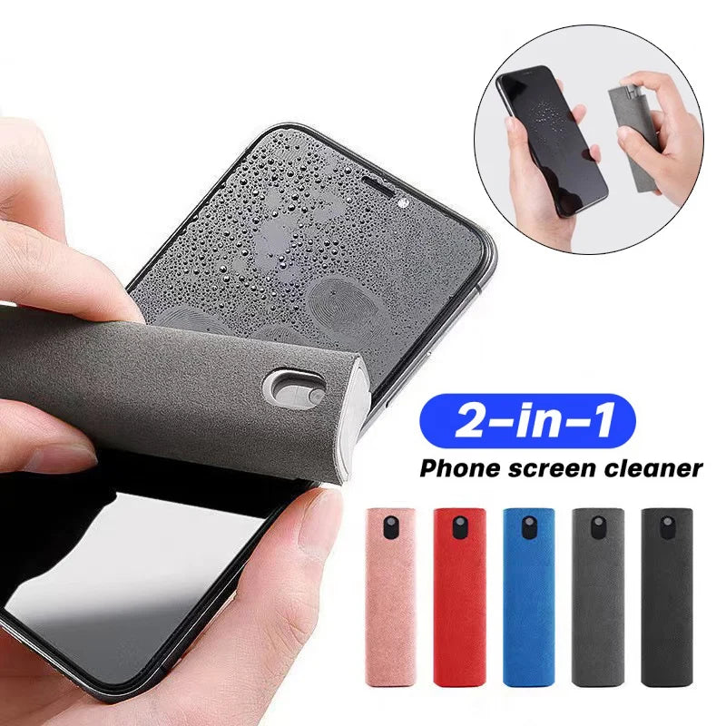 2 In 1 Screen Cleaner Spray Kit Portable Screen Cleaning Tools Microfiber Cloth For Apple Watch iPhone Xiaomi PC Laptops Phone