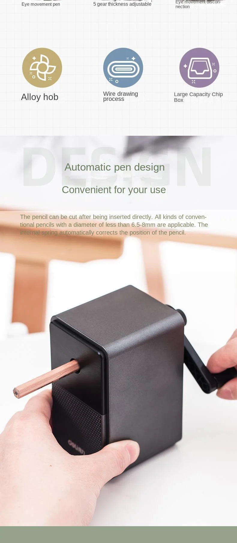 Adjustable Pencil Sharpener with Long Lasting Blade Hand Crank Table Sharpeners Machine Stationery