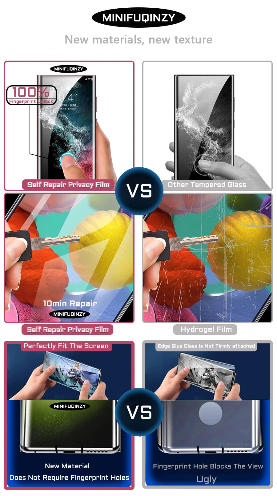 Self Repair Privacy Film For Samsung Galaxy S26 S25 S24 S23 Ultra S22 S21 S20 Plus  Anti-Spy Screen Protector Note 20 10 S10 5G