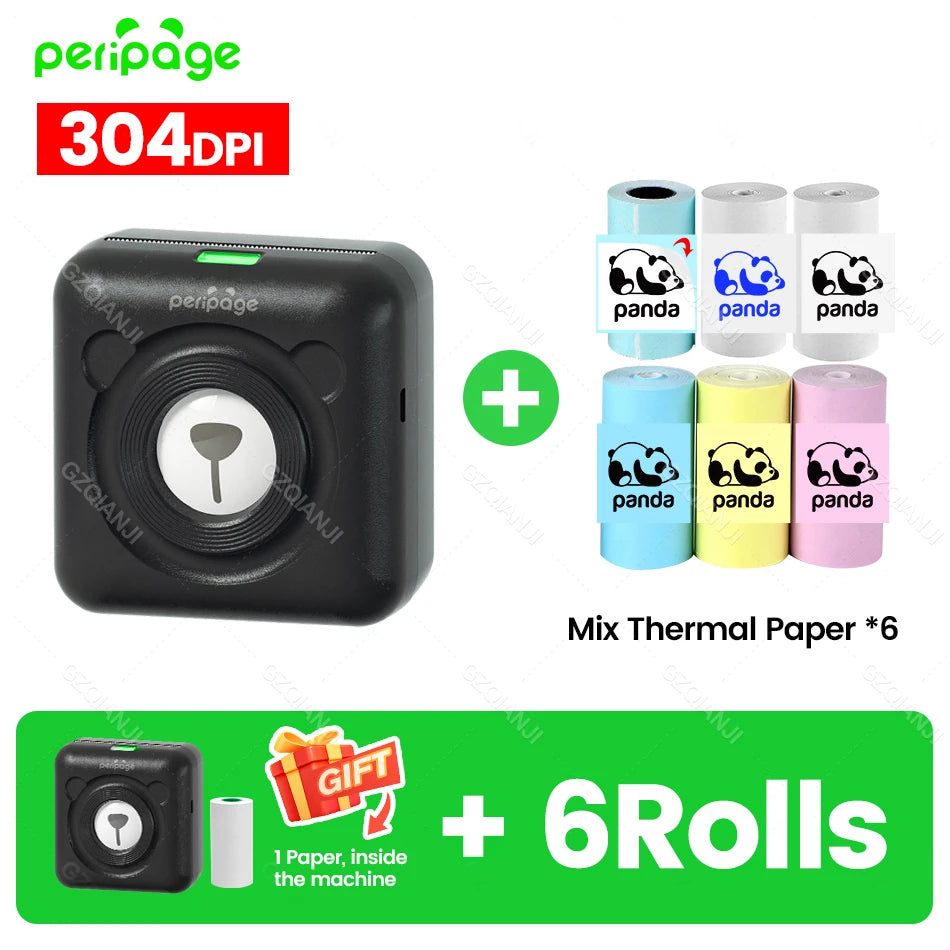 9 Colors Peripage A6 304DPI Mini Photo Printer Notes Sticker Label Printing Machine Bluetooth Portable Wireless Printer Marker