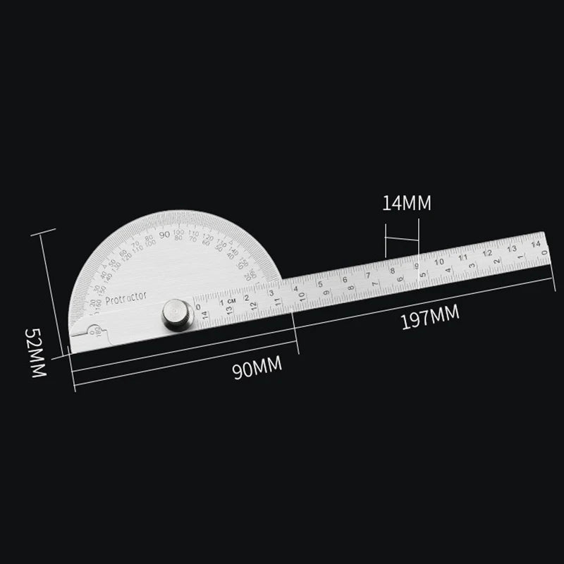 Stainless Steel 180 Degree Protractor Angle Ruler Metal Angle Meter Gauge Finder Goniometer For Precision Measurement