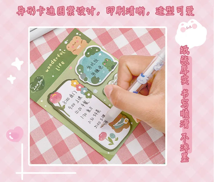 Kawaii Cartoon Strawberry Rabbit Bear Sticky Notes Memo Pad Cute Message N Times Sticky Office Stationery Supply Journal Planner