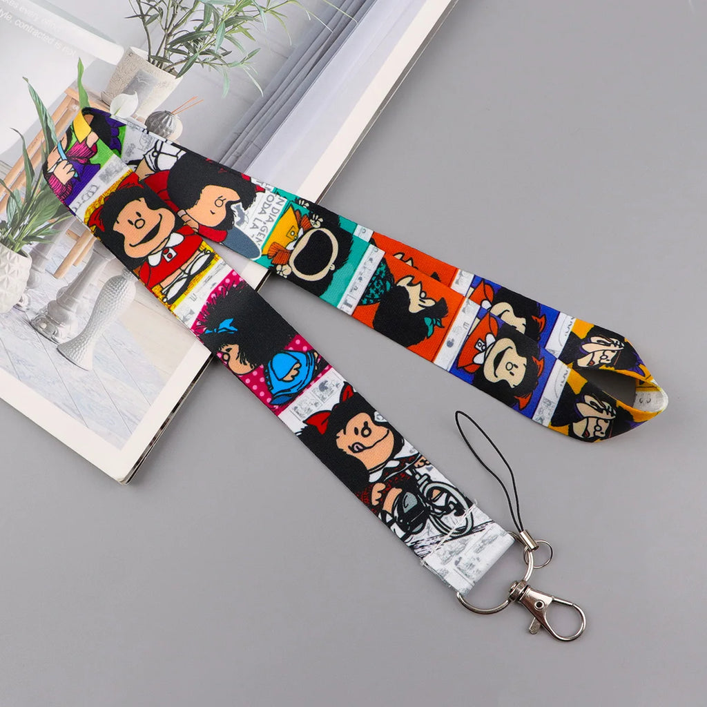 Cartoon Girl Credential Holder Cute Lanyards for Key Neck Strap For Card Badge Gym Keychain Keyring Accessories Gifts