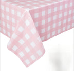 Retro Pink Gingham Tablecloth 54"x108"| Heavy-Duty Waterproof Plastic for Picnics&Coffee Shop Decor |  Party Backdrop
