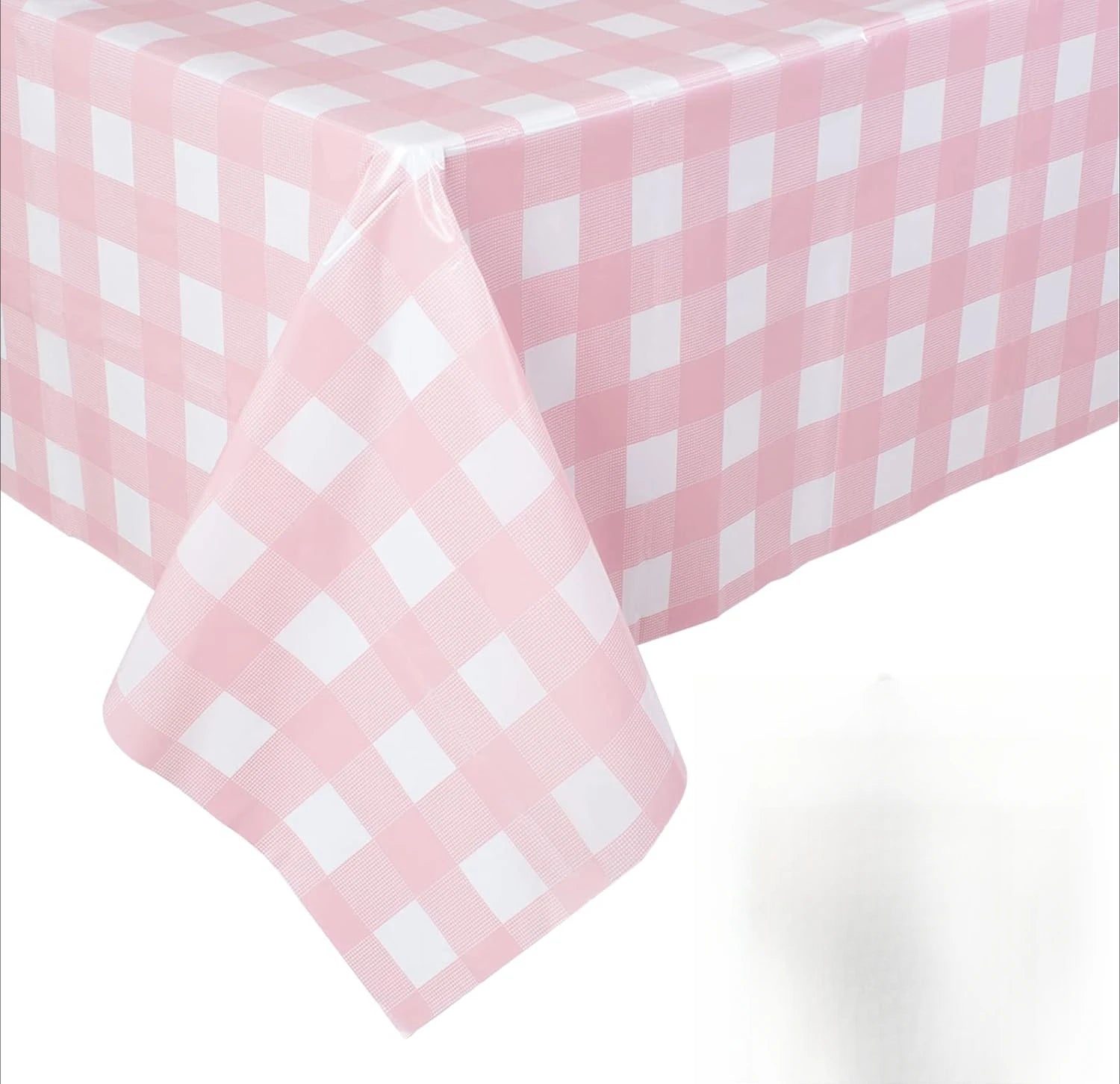 Retro Pink Gingham Tablecloth 54"x108"| Heavy-Duty Waterproof Plastic for Picnics&Coffee Shop Decor |  Party Backdrop