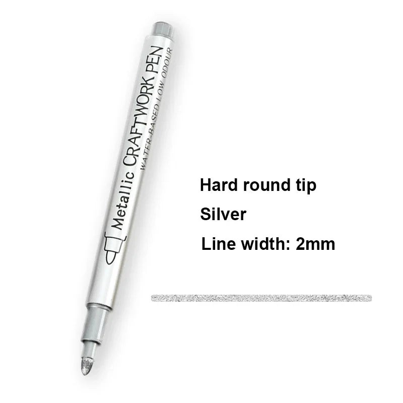2/1Pc Brush Metallic Marker Pens Gold Silver Color Permanent Art Marker For Manga Crafts Scrapbooking School Stationery Supplies