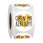 50-500Pcs“Open Me Already" Stickers 1inch Thank You Sticker For Gift Box Decoration Stationery Envelope Postcards Sealing Labels
