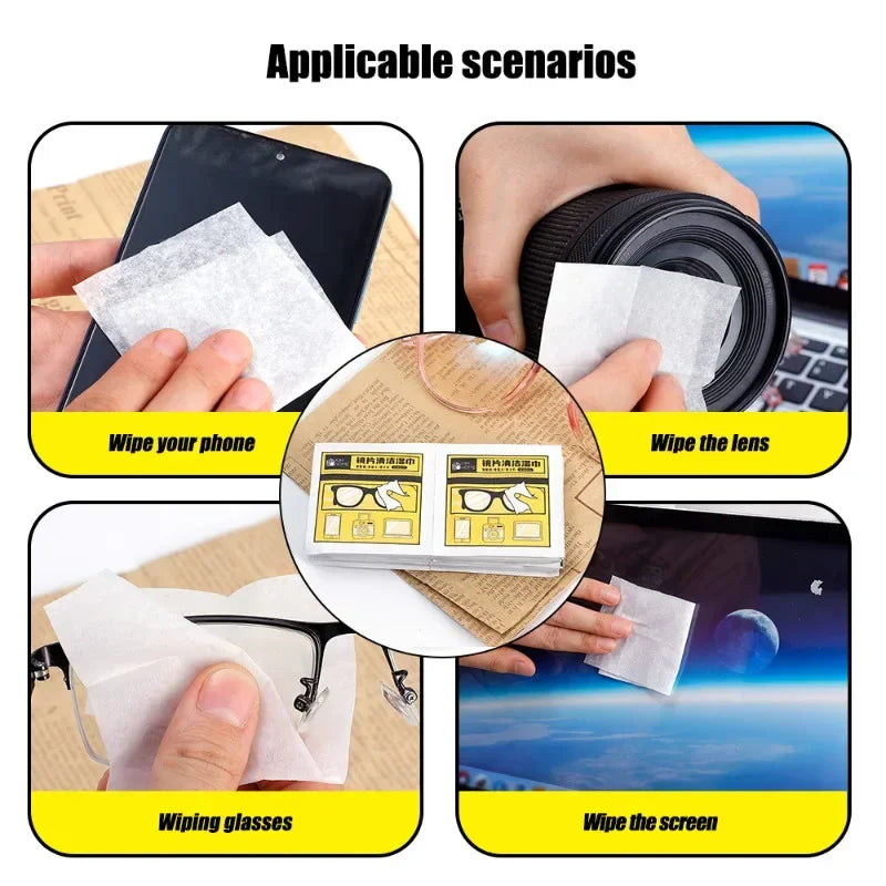 200-10Pcs/Box Glasses Cleaner Wet Wipe Disposable Anti Fog Misting Dust Remover Cleaning Lens Wipes Sunglasses Phone Screen