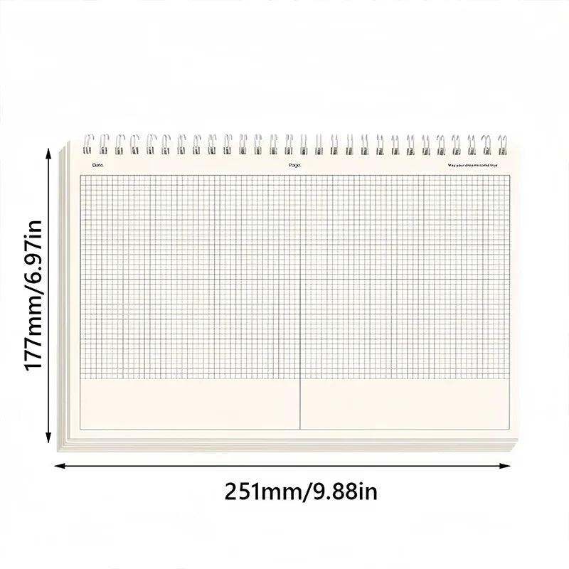 B5 Spiral Multifunctional Notebook Grid/Horizontal Lines Separate the Thick Paper Roll Notepad, Suitable for Planners and Studen