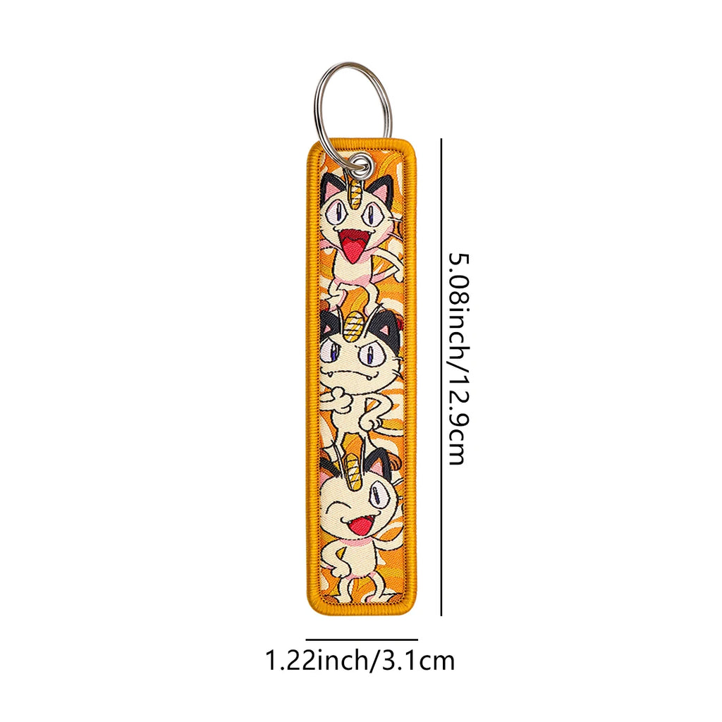 Kawaii Japanese Elf Anime Embroidery Key Fobs Key Tag Motorcycles Cars Backpack Chaveiro Keychain Fashion Keyring Friends Gifts