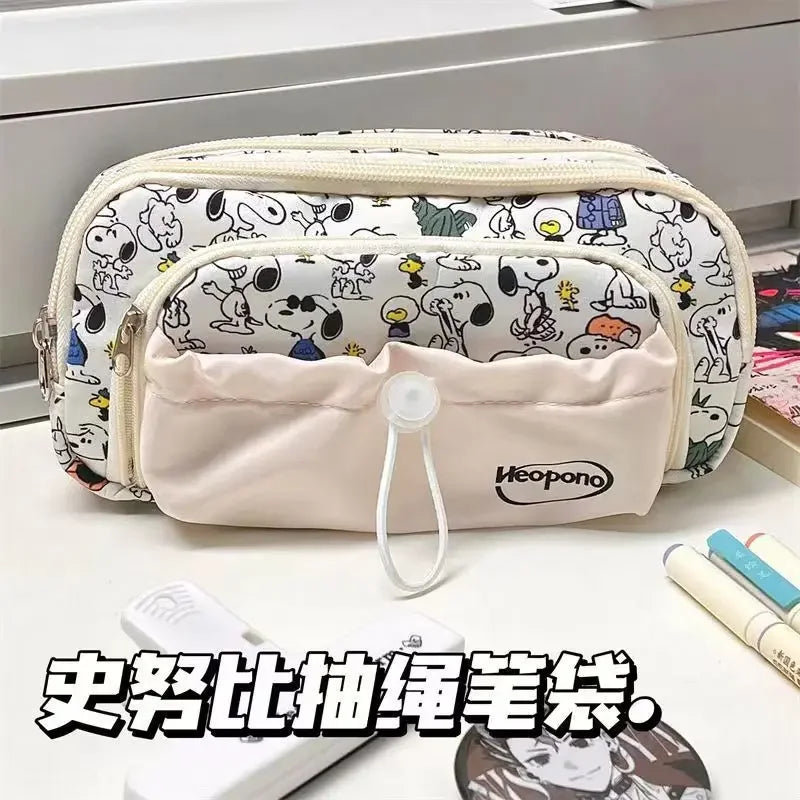 Snoopy Pencil Case Cartoon Large Capacity Pen Bag Stationery Bag Student Supplies Stationery Storage Bag Kawaii New Term Gifts
