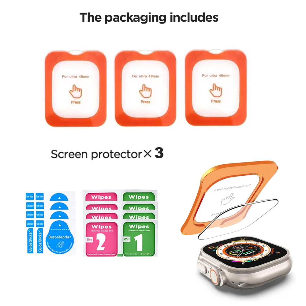 Tempered Glass For Apple Watch Ultra 1/2/3 49mm With Alignment Tool Screen Protector For iWatch Ultra 1 2 3 49mm Accessories