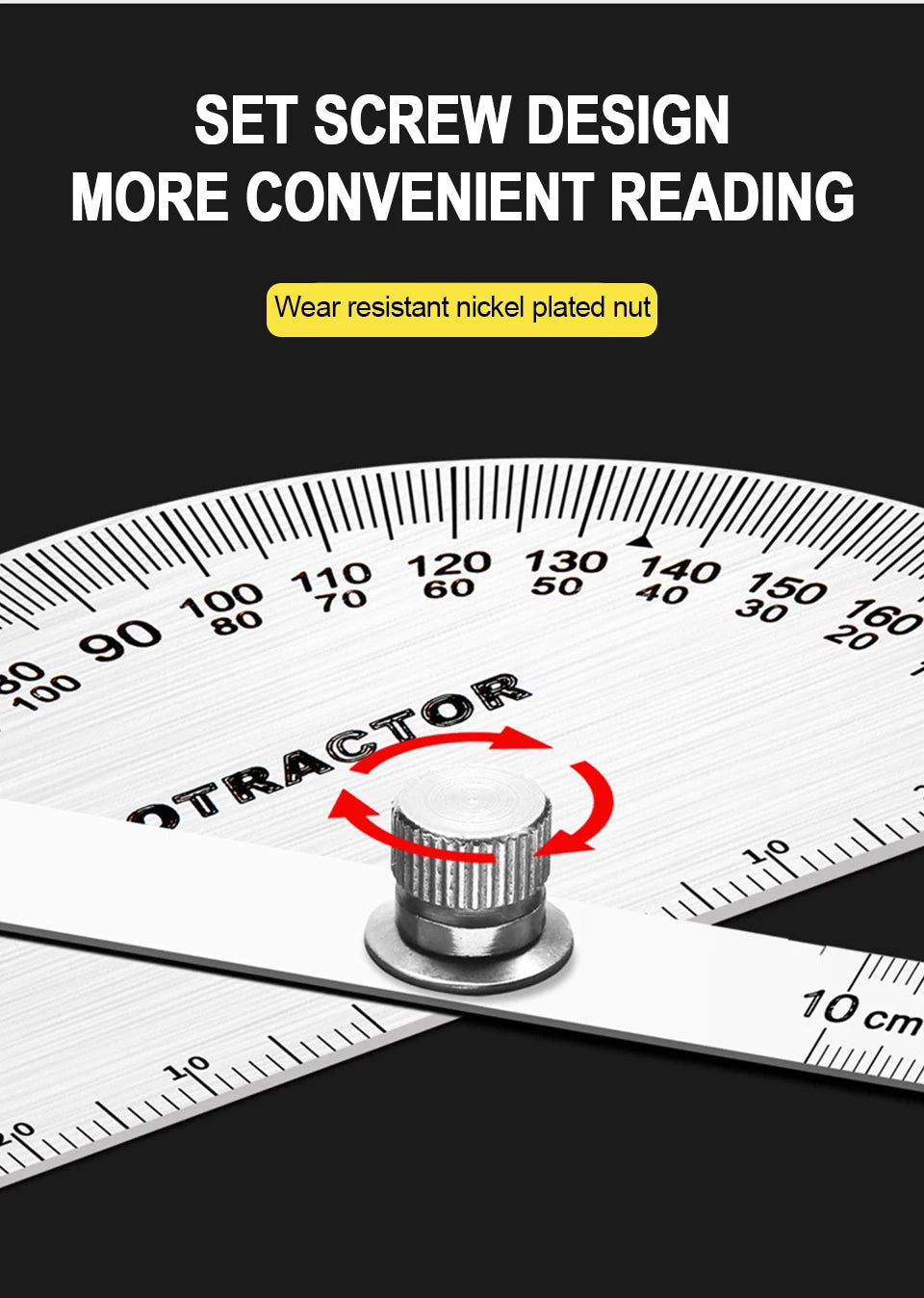Stainless Steel Rotating Protractor 180° Angle Gauge Finder High Precision Metal Protractor Woodworking Metal Measuring Ruler