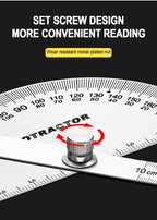 Stainless Steel Rotating Protractor 180° Angle Gauge Finder High Precision Metal Protractor Woodworking Metal Measuring Ruler