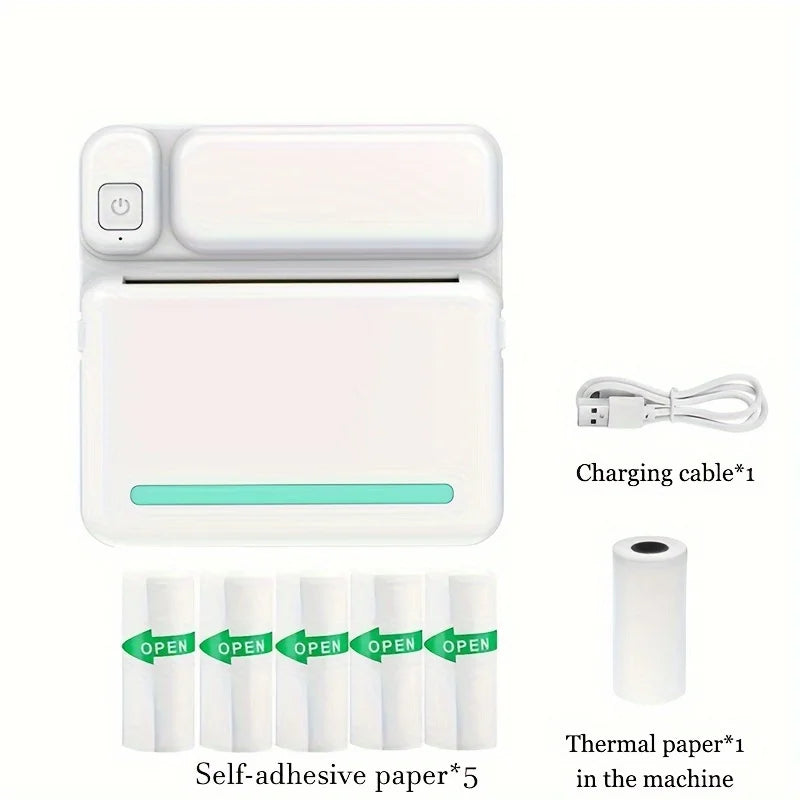 Sticker Printer, Fun Print Pod Mini Bluetooth Portabel Sticker Maker with 3 Rolls Paper, Print Pods Mini Printer